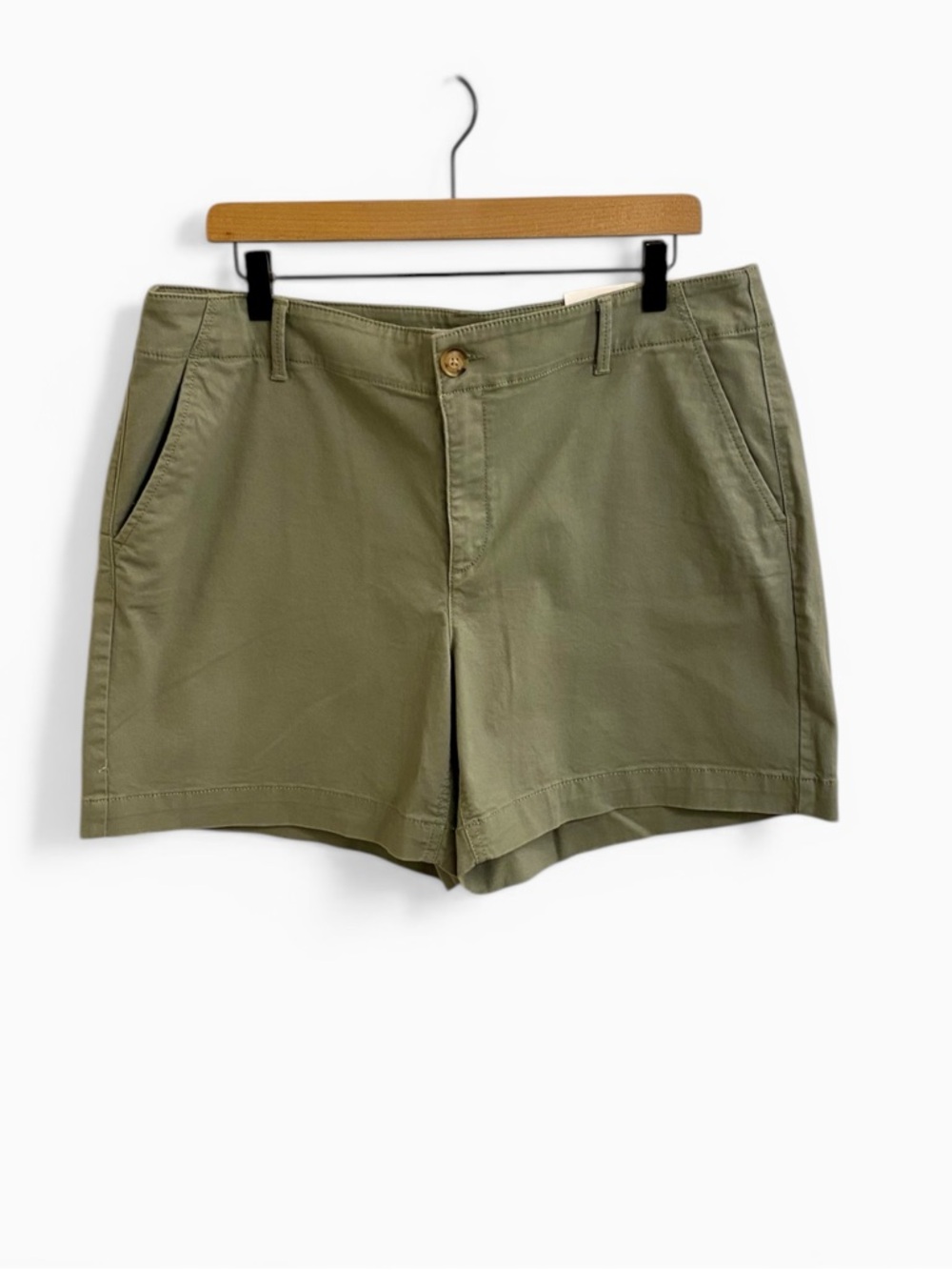 LOFT Olive Green Mid-Rise Chino Shorts THE 6” MONROE SHORT Size 14 Curvy NEW!